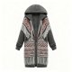 Women's Bohemian Tribal Print Fringe Trim Long Fleece Hoodie