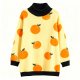 Women's Yellow Orange Print Turtleneck Sweater - Cute Oversized Knit Top