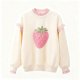 Women's Fuzzy Strawberry Patch Lace Ruffle Trim Sweatshirt