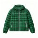 Women's Green Plaid Hooded Puffer Jacket - Casual Stylish Winter Coat