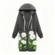 Women's Daisy Print Long Fleece Hoodie