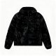 Women's Black Lion Print Hooded Puffer Jacket - Edgy Trendy Winter Coat
