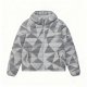 Women's Gray Geometric Print Hooded Puffer Jacket - Modern Versatile Winter Coat
