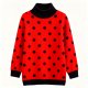Women's Red Black Polka Dot Turtleneck Sweater - Vintage Sweet Knit Top