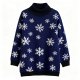 Women's Navy Blue Snowflake Turtleneck Sweater - Winter Cozy Knit Top