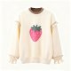 Women's Cute Strawberry Print Ruffle Trim Casual Sweatshirt