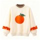 Women's Vibrant Orange Fruit Print Matching Ruffle Sweatshirt