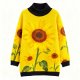 Women's Yellow Sunflower Turtleneck Sweater - Vibrant Oversized Knit Top